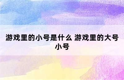 游戏里的小号是什么 游戏里的大号小号